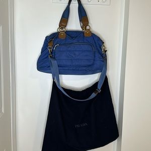 Vintage Prada Blue Nylon Crossbody Canvas bag well loved
